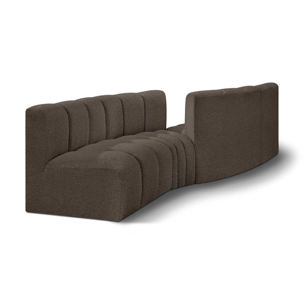 Meridian Arc Brown Boucle Fabric 4 pc Modular Sectional IMAGE 1