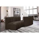 Meridian Arc Brown Boucle Fabric 4 pc Modular Sectional IMAGE 2