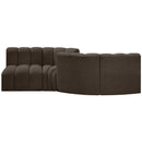 Meridian Arc Brown Boucle Fabric 4 pc Modular Sectional IMAGE 3