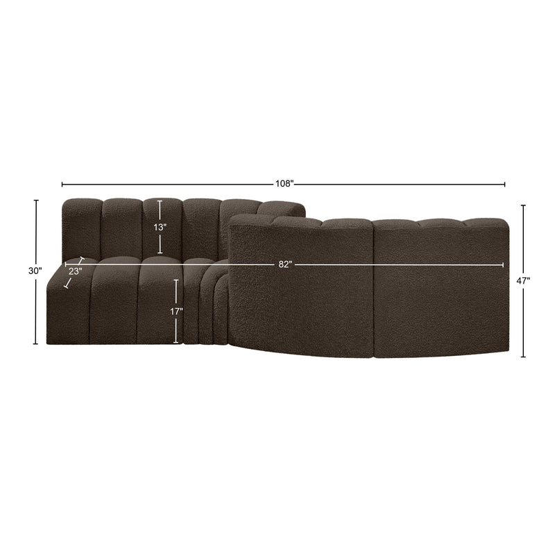 Meridian Arc Brown Boucle Fabric 4 pc Modular Sectional IMAGE 8