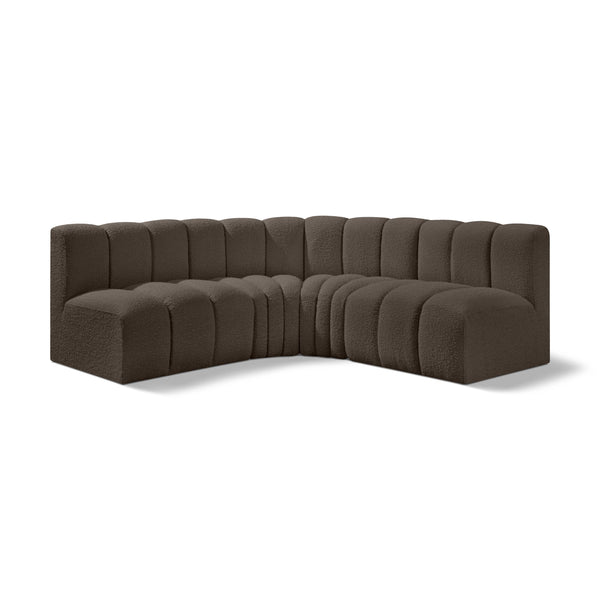 Meridian Arc Brown Boucle Fabric 4 pc Modular Sectional IMAGE 1