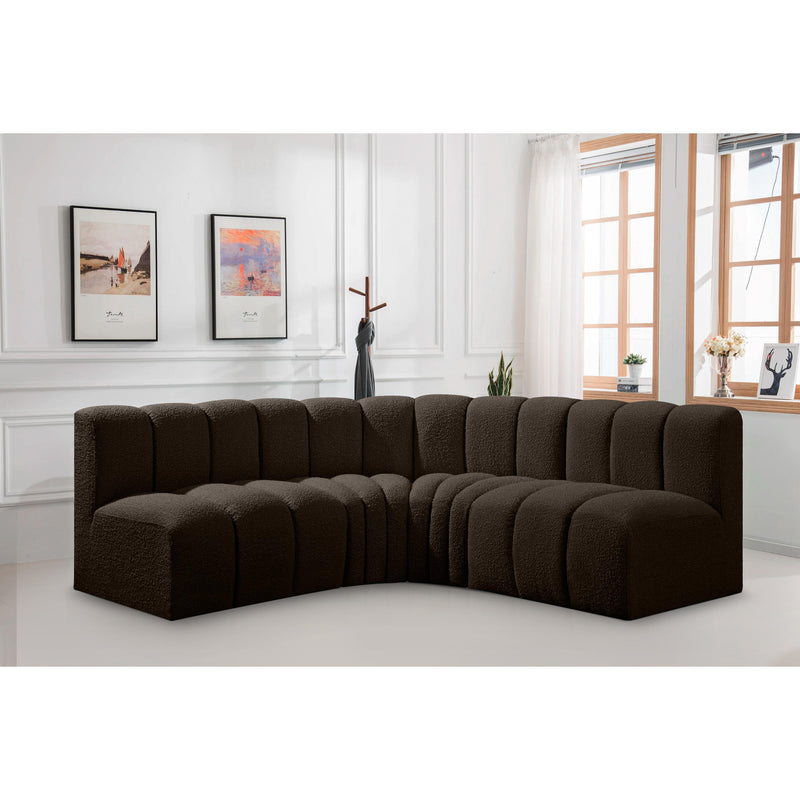 Meridian Arc Brown Boucle Fabric 4 pc Modular Sectional IMAGE 2