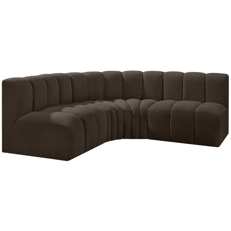 Meridian Arc Brown Boucle Fabric 4 pc Modular Sectional IMAGE 4