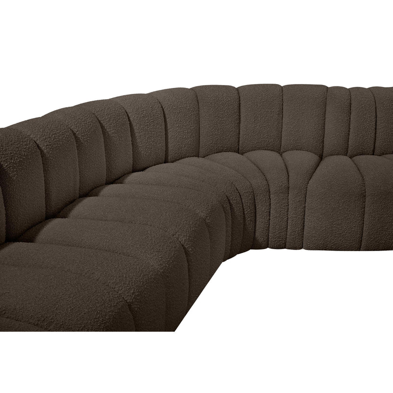 Meridian Arc Brown Boucle Fabric 4 pc Modular Sectional IMAGE 7