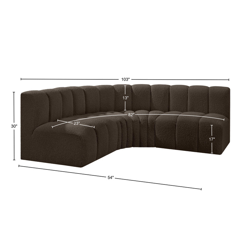 Meridian Arc Brown Boucle Fabric 4 pc Modular Sectional IMAGE 9