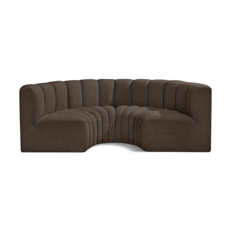 Meridian Arc Brown Boucle Fabric 4 pc Modular Sectional IMAGE 1