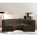 Meridian Arc Brown Boucle Fabric 4 pc Modular Sectional IMAGE 2
