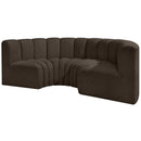 Meridian Arc Brown Boucle Fabric 4 pc Modular Sectional IMAGE 4