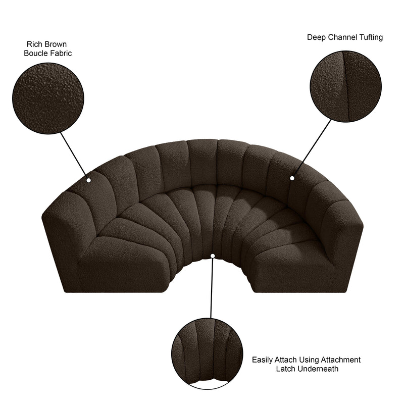 Meridian Arc Brown Boucle Fabric 4 pc Modular Sectional IMAGE 8