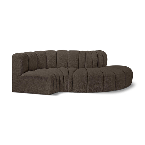 Meridian Arc Brown Boucle Fabric 4 pc Modular Sectional IMAGE 1