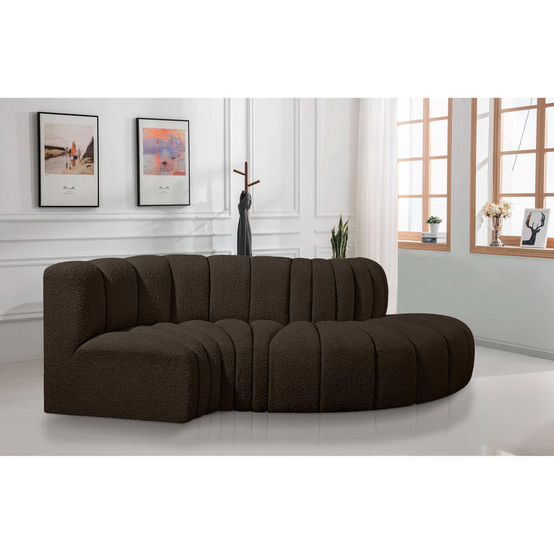Meridian Arc Brown Boucle Fabric 4 pc Modular Sectional IMAGE 2