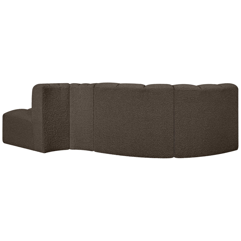Meridian Arc Brown Boucle Fabric 4 pc Modular Sectional IMAGE 3