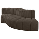 Meridian Arc Brown Boucle Fabric 4 pc Modular Sectional IMAGE 4