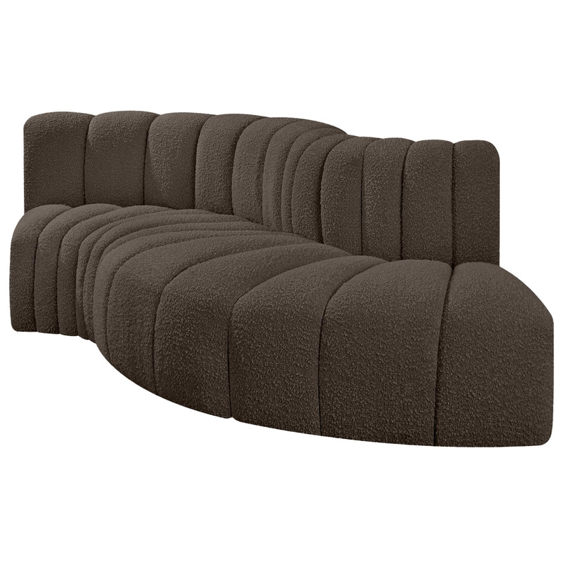 Meridian Arc Brown Boucle Fabric 4 pc Modular Sectional IMAGE 4