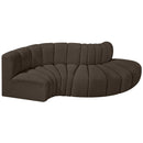 Meridian Arc Brown Boucle Fabric 4 pc Modular Sectional IMAGE 5