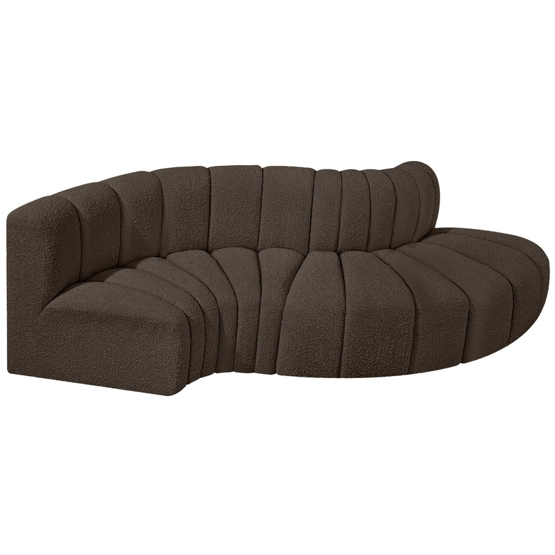 Meridian Arc Brown Boucle Fabric 4 pc Modular Sectional IMAGE 5