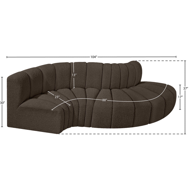 Meridian Arc Brown Boucle Fabric 4 pc Modular Sectional IMAGE 6