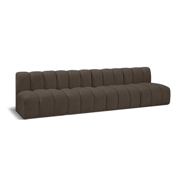 Meridian Arc Brown Boucle Fabric 4 pc Modular Sectional IMAGE 1
