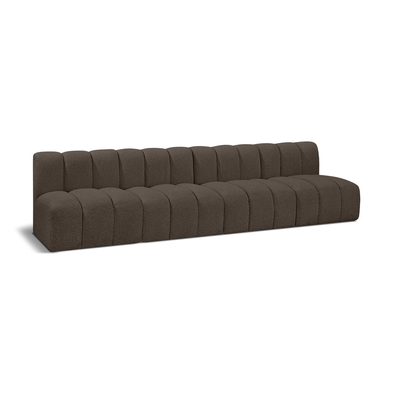 Meridian Arc Brown Boucle Fabric 4 pc Modular Sectional IMAGE 1
