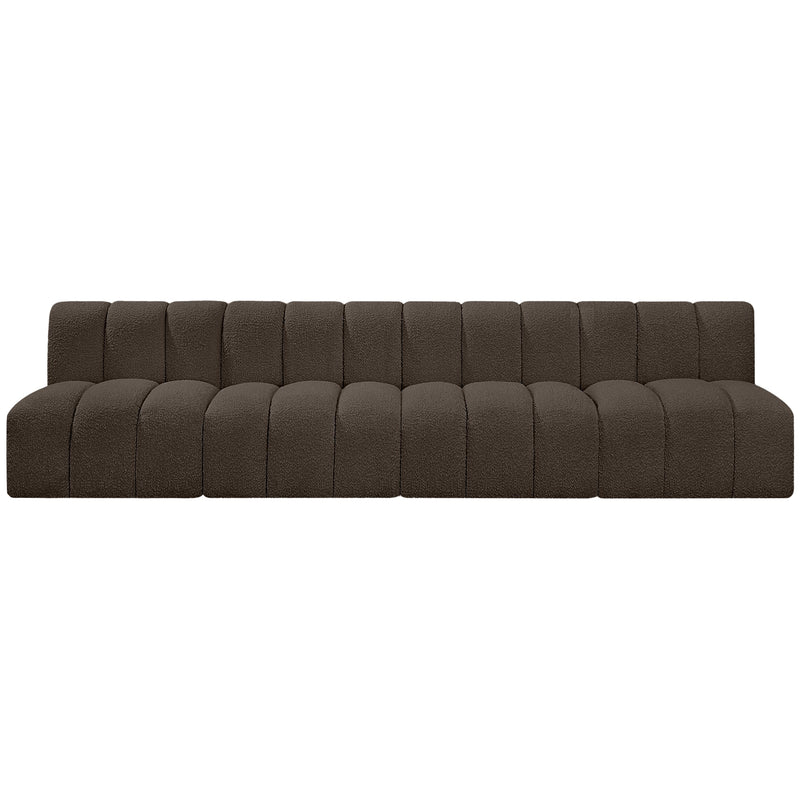 Meridian Arc Brown Boucle Fabric 4 pc Modular Sectional IMAGE 4