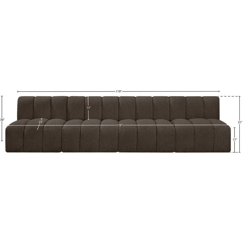 Meridian Arc Brown Boucle Fabric 4 pc Modular Sectional IMAGE 8