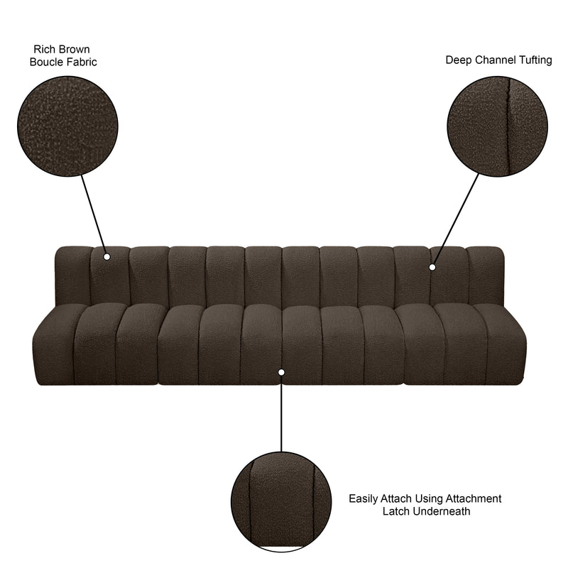 Meridian Arc Brown Boucle Fabric 4 pc Modular Sectional IMAGE 9