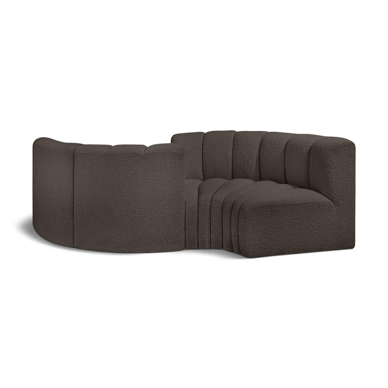 Meridian Arc Brown Boucle Fabric 4 pc Modular Sectional IMAGE 1
