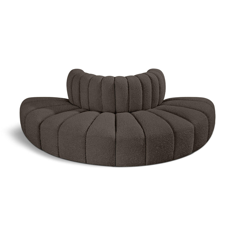 Meridian Arc Brown Boucle Fabric 4 pc Modular Sectional IMAGE 1