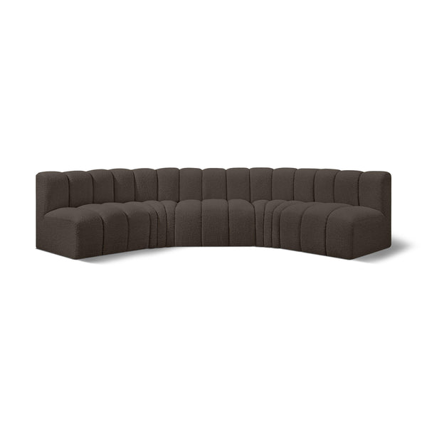 Meridian Arc Brown Boucle Fabric 5 pc Modular Sectional IMAGE 1