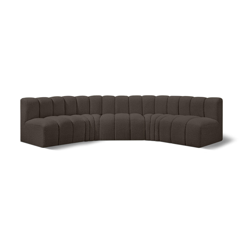 Meridian Arc Brown Boucle Fabric 5 pc Modular Sectional IMAGE 1
