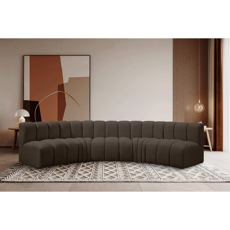 Meridian Arc Brown Boucle Fabric 5 pc Modular Sectional IMAGE 2