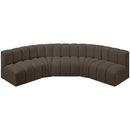 Meridian Arc Brown Boucle Fabric 5 pc Modular Sectional IMAGE 4