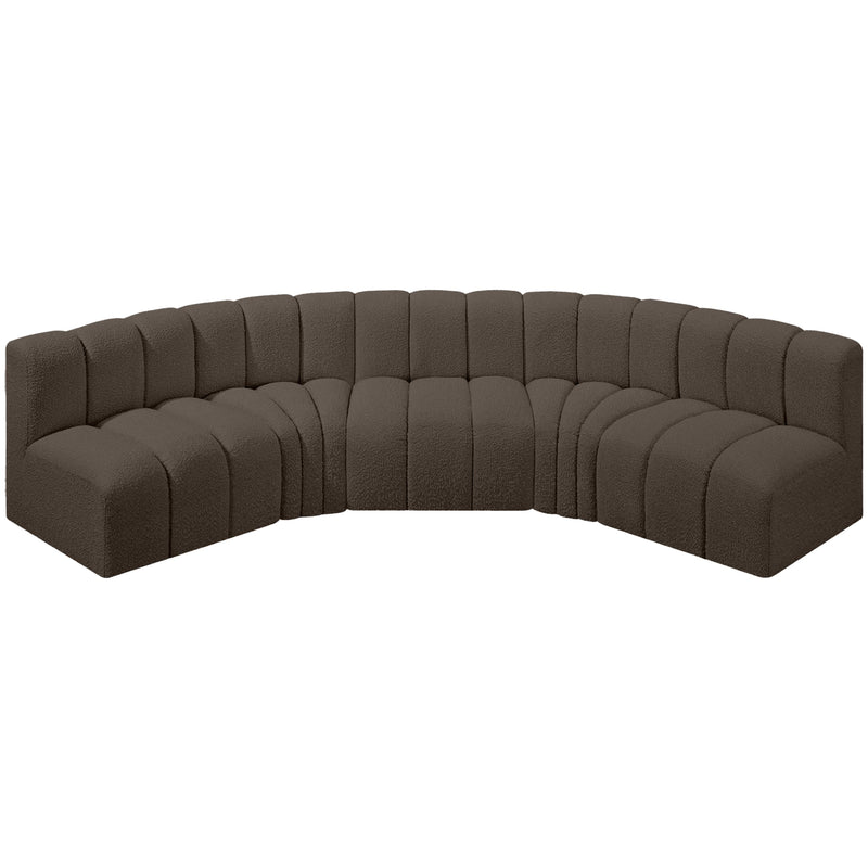 Meridian Arc Brown Boucle Fabric 5 pc Modular Sectional IMAGE 4