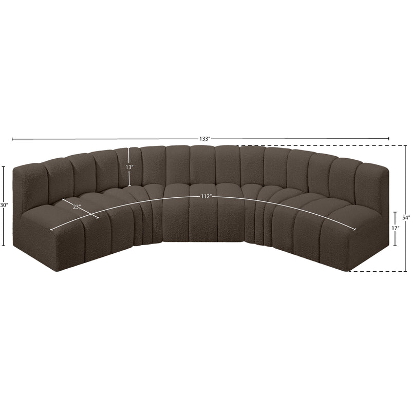 Meridian Arc Brown Boucle Fabric 5 pc Modular Sectional IMAGE 8