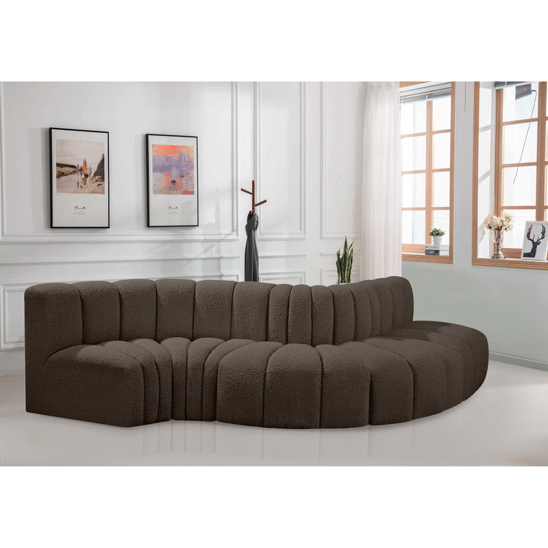 Meridian Arc Brown Boucle Fabric 5 pc Modular Sectional IMAGE 2