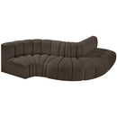 Meridian Arc Brown Boucle Fabric 5 pc Modular Sectional IMAGE 4