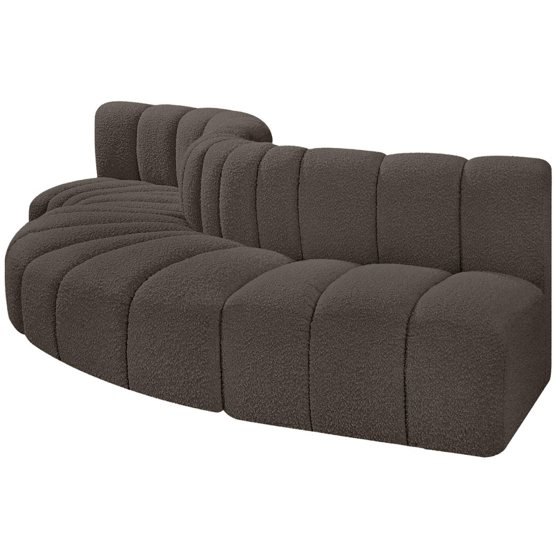 Meridian Arc Brown Boucle Fabric 5 pc Modular Sectional IMAGE 5