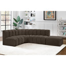 Meridian Arc Brown Boucle Fabric 5 pc Modular Sectional IMAGE 2