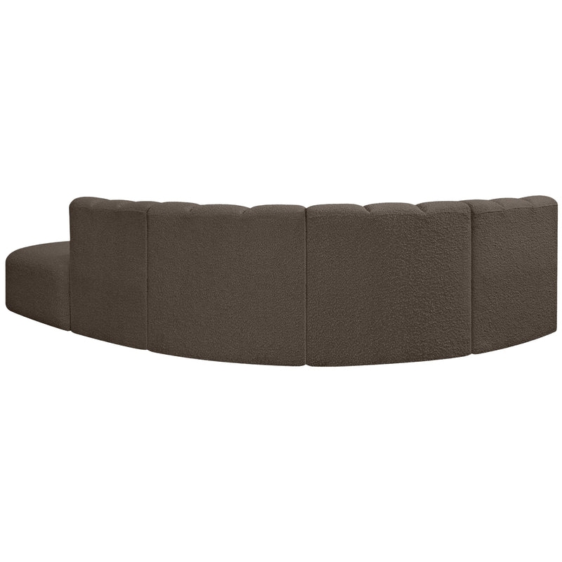 Meridian Arc Brown Boucle Fabric 5 pc Modular Sectional IMAGE 3