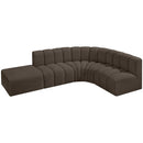 Meridian Arc Brown Boucle Fabric 5 pc Modular Sectional IMAGE 4