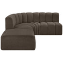 Meridian Arc Brown Boucle Fabric 5 pc Modular Sectional IMAGE 5