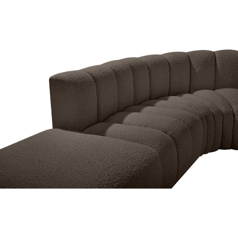 Meridian Arc Brown Boucle Fabric 5 pc Modular Sectional IMAGE 6
