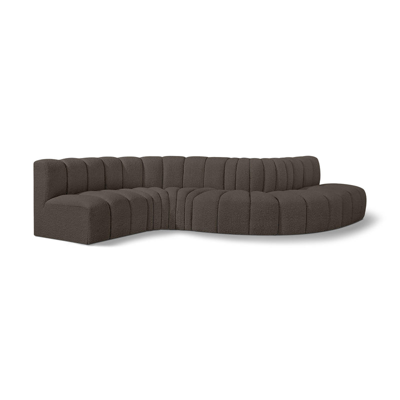 Meridian Arc Brown Boucle Fabric 6 pc Modular Sectional IMAGE 1