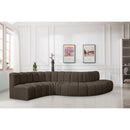 Meridian Arc Brown Boucle Fabric 6 pc Modular Sectional IMAGE 2