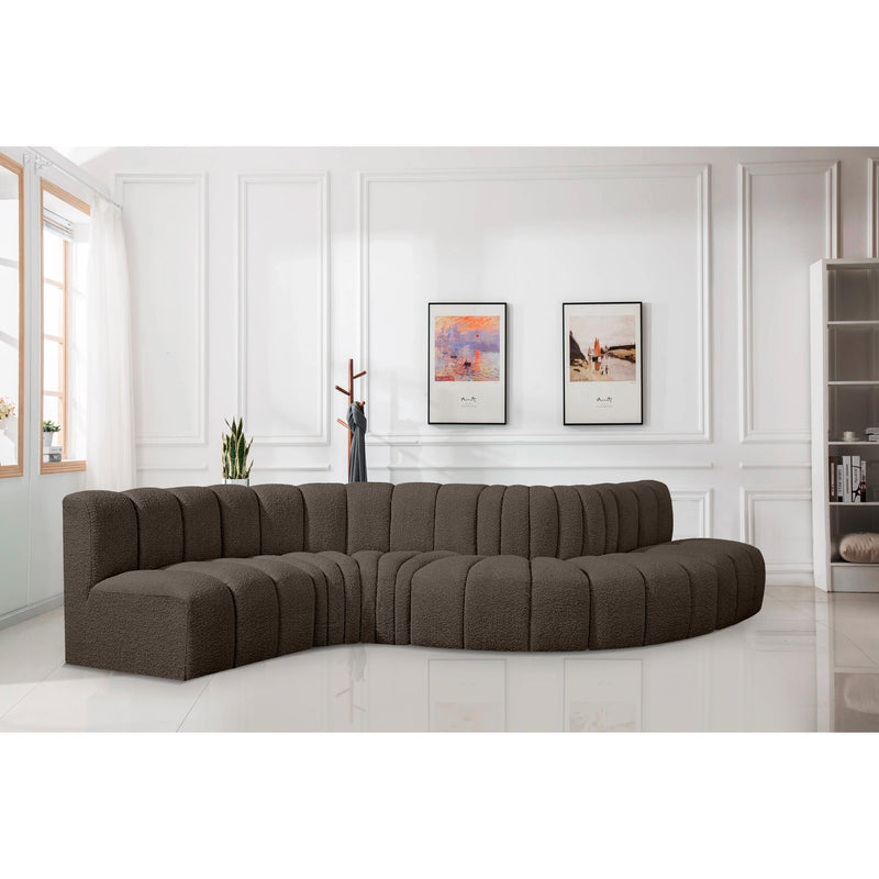 Meridian Arc Brown Boucle Fabric 6 pc Modular Sectional IMAGE 2