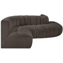 Meridian Arc Brown Boucle Fabric 6 pc Modular Sectional IMAGE 5