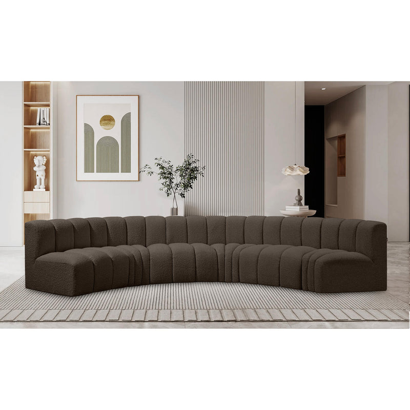 Meridian Arc Brown Boucle Fabric 6 pc Modular Sectional IMAGE 2
