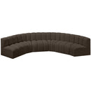 Meridian Arc Brown Boucle Fabric 6 pc Modular Sectional IMAGE 4