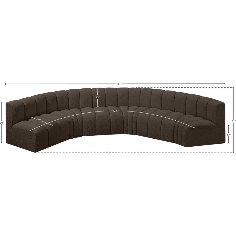 Meridian Arc Brown Boucle Fabric 6 pc Modular Sectional IMAGE 8