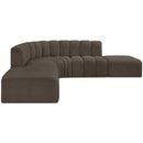 Meridian Arc Brown Boucle Fabric 6 pc Modular Sectional IMAGE 6
